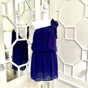 DSQUARED2 100% Silk One Shoulder Ruffled Mini Dress Size 8 Italian MSRP $1,230